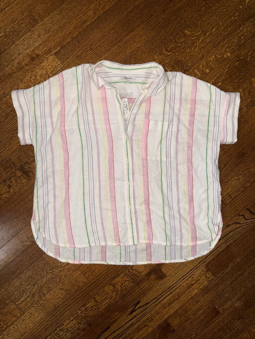 NWT Madewell Linen Shirt in Rainbow Stripe